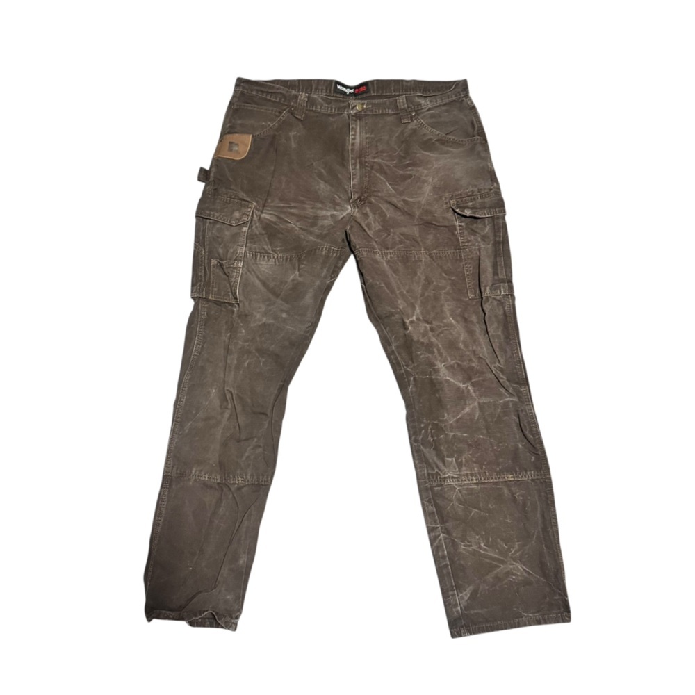 Wrangler Riggs Men's Canvas Cargo Pants Distressed Workwear Gorpcore Brown 42x34 - Picture 5 of 7